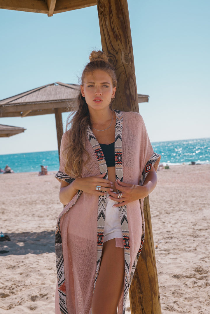 סט לבן מכנס קצר לנשים וקימונו - אלעדן