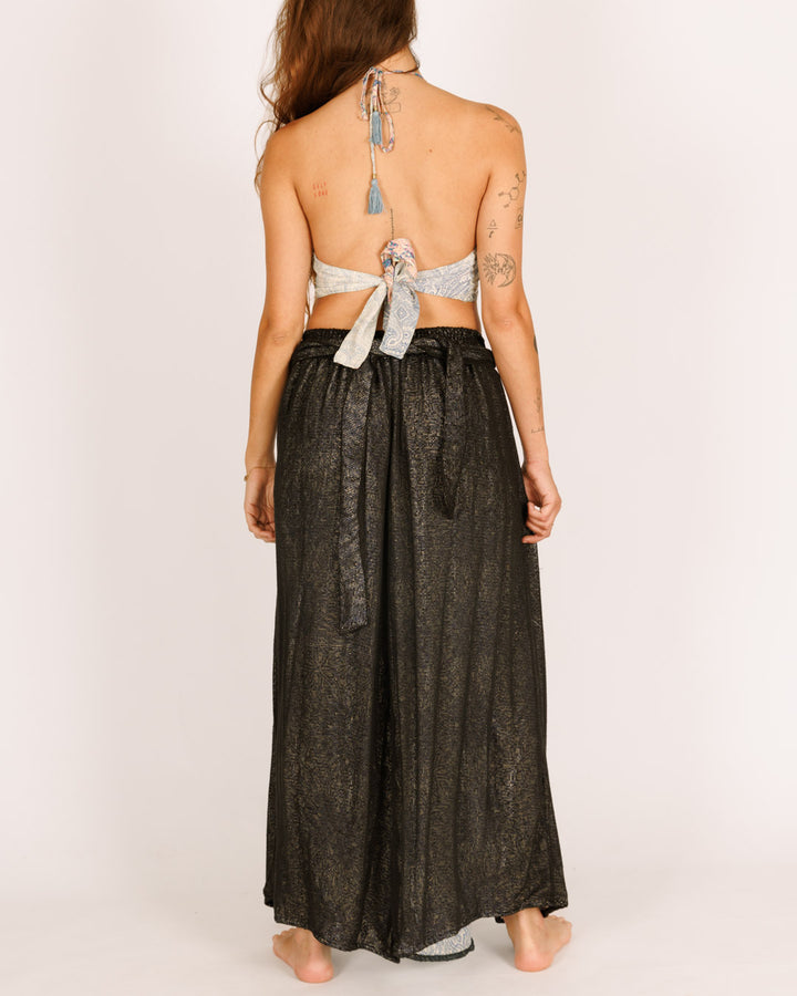 סט: טופ דו״צ + מכנס ארוך רשת, תכלת פרחוני