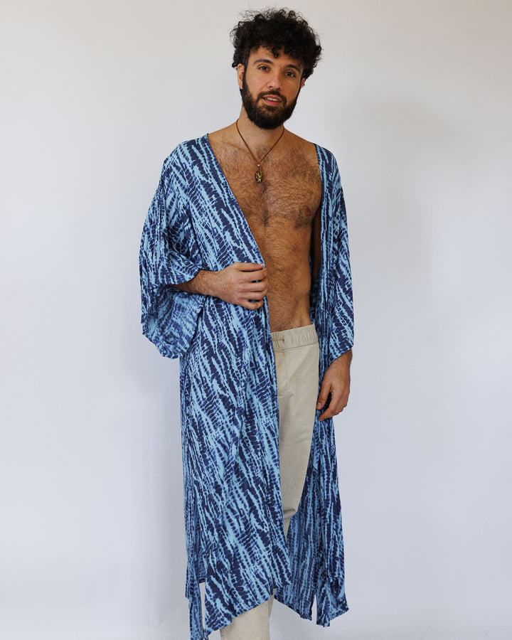 קימונו מקסי כחול טאי דאי שחור לגבר