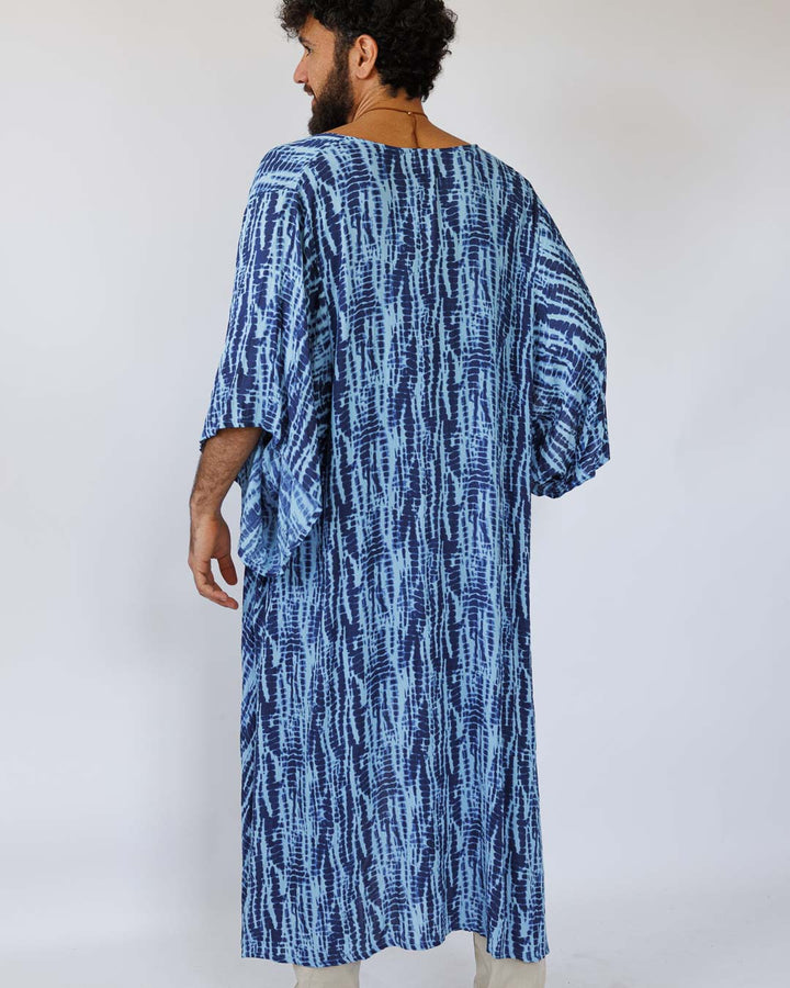 קימונו מקסי כחול טאי דאי שחור לגבר