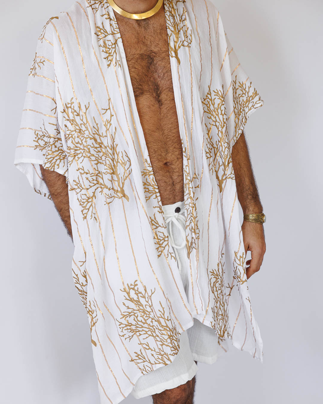 קימונו לורקס לבן אלמוג זהב לגבר