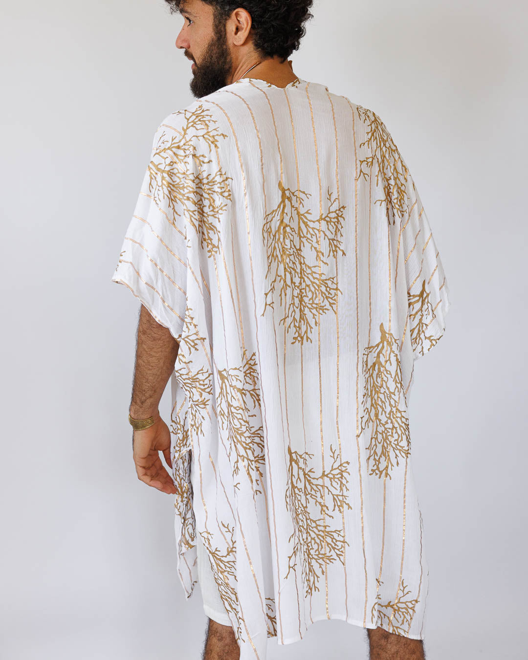 קימונו לורקס לבן אלמוג זהב לגבר