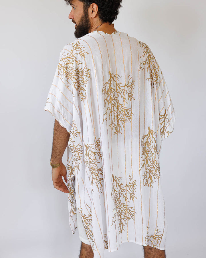 קימונו לורקס לבן אלמוג זהב לגבר