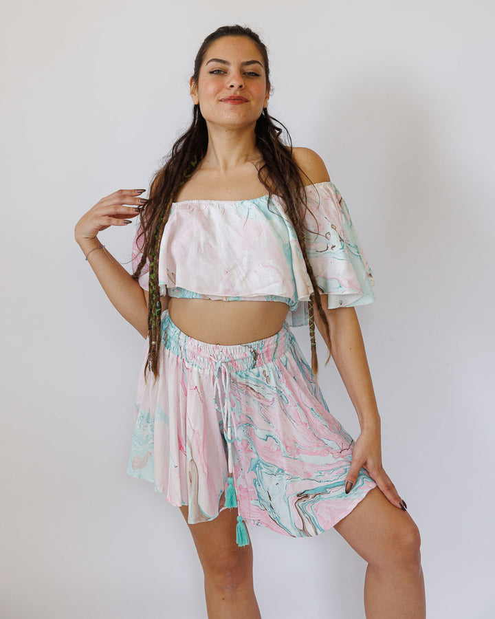 מכנס מטריה מידי, כחול נמרח