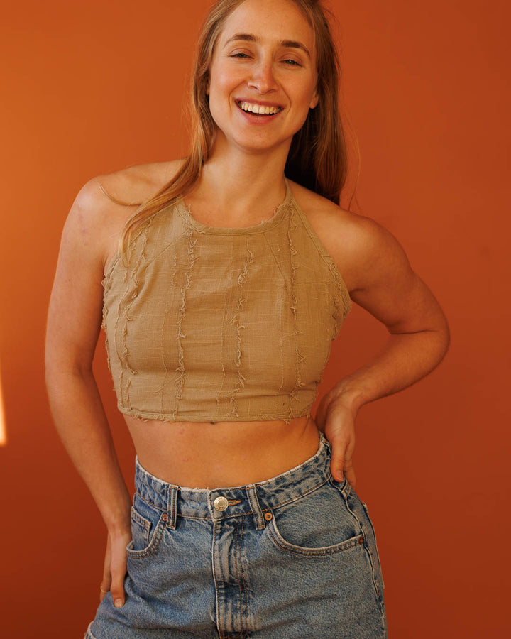 טופ קשירה מעוין, כותנת פרנזים חאקי