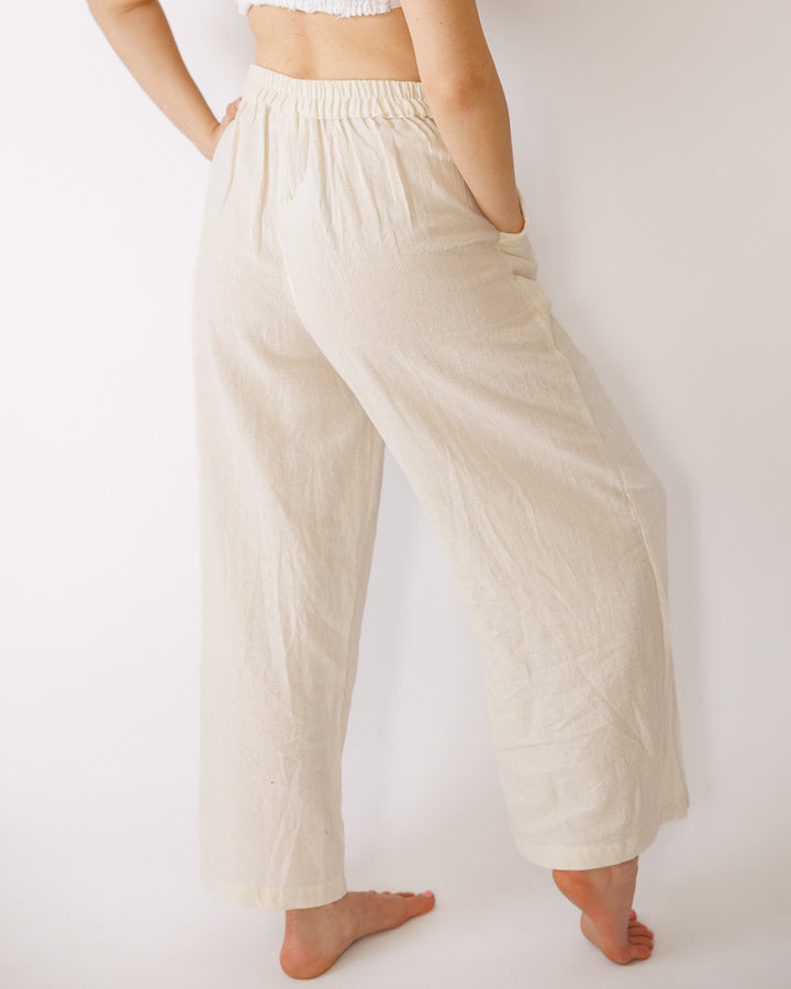 מכנס כותנה ארוך נטורל, שמנת