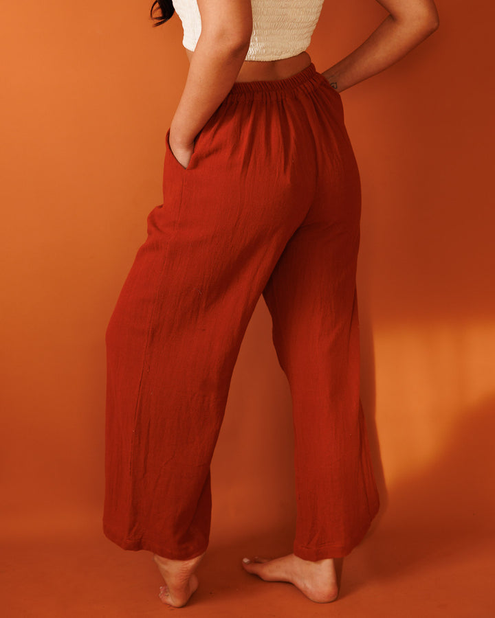 מכנס כותנה ארוך אדום חמרה