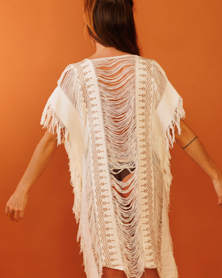 שמלת טולום - מיני לבנה פרומה