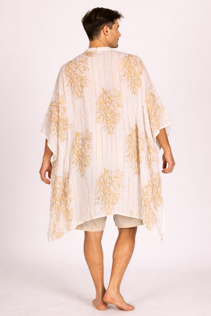 קימונו לורקס לבן אלמוג זהב לגבר